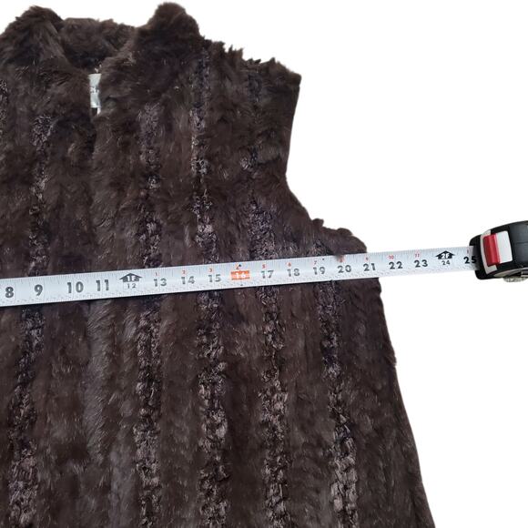 Chico's Vintage Y2k Brown Rabbit Fur Vest Hook & Loop Front Closure - Size Large - Picture 5 of 8